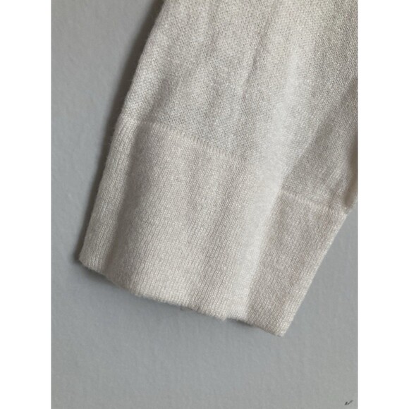 New LOFT Lace Sleeve Sweater Top LARGE Ivory Long Sleeve Cotton Rayon Silk - Picture 4 of 9